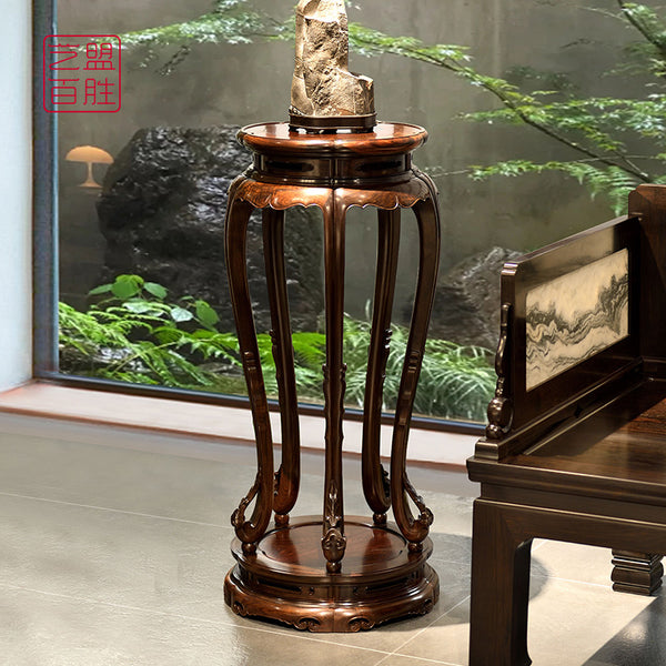 Siam Rosewood Round Flower Stand with Five Legs 大红酸枝五足圆香几