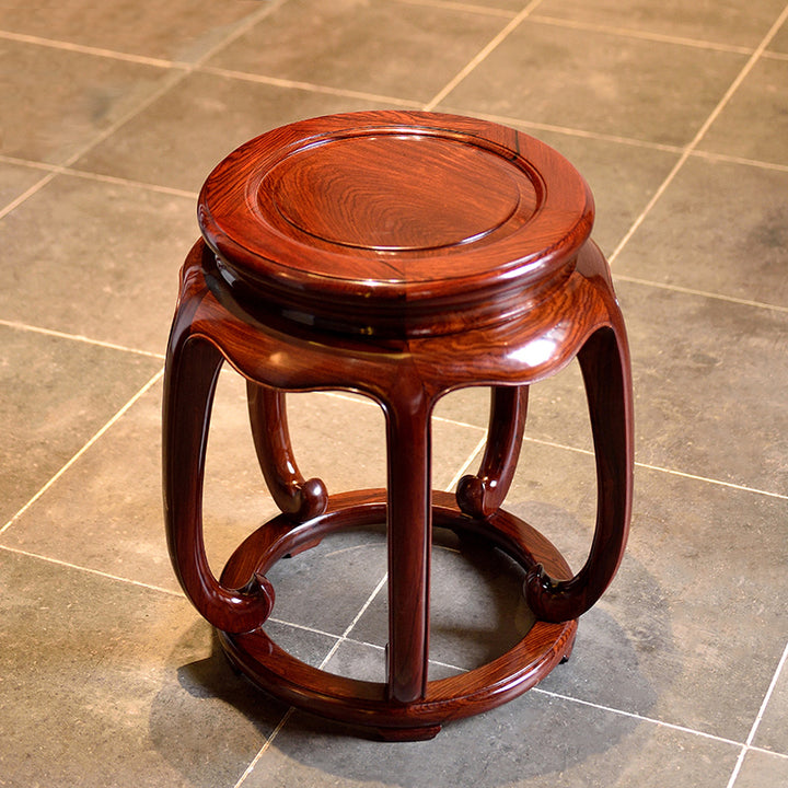 Granadillo round stool with sturdy five-legged base