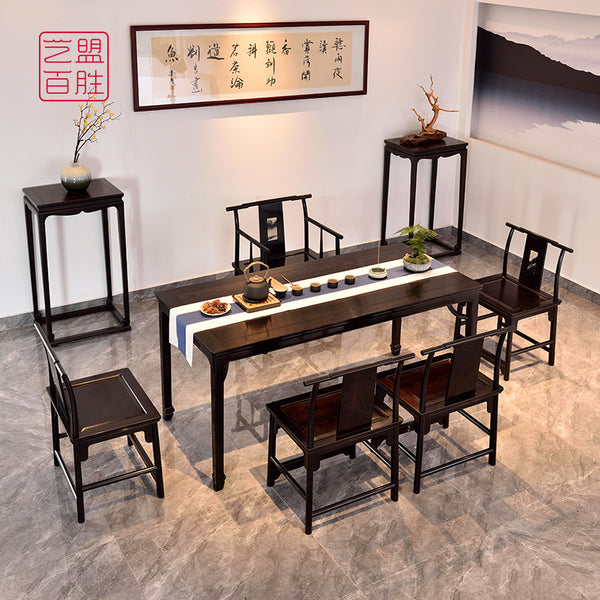 A six-piece Chinese-style Kung Fu tea table set made from African blackwood 紫光檀茶桌