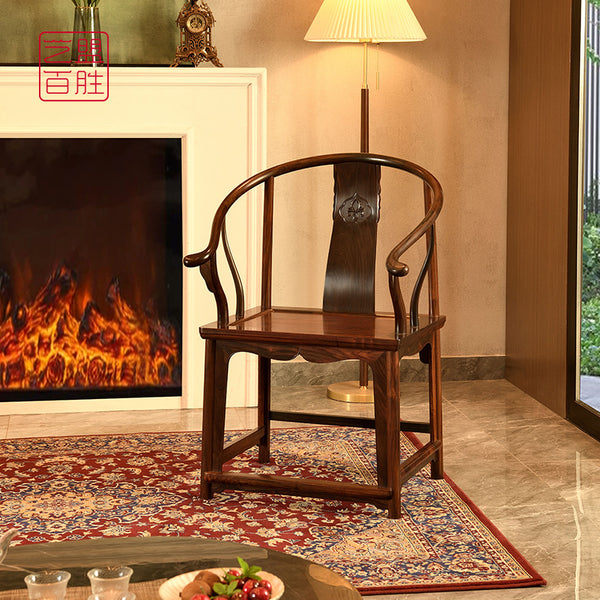 Siam Rosewood Circle Chair with Carved Scroll Grass Pattern 大红酸枝卷草纹圈椅