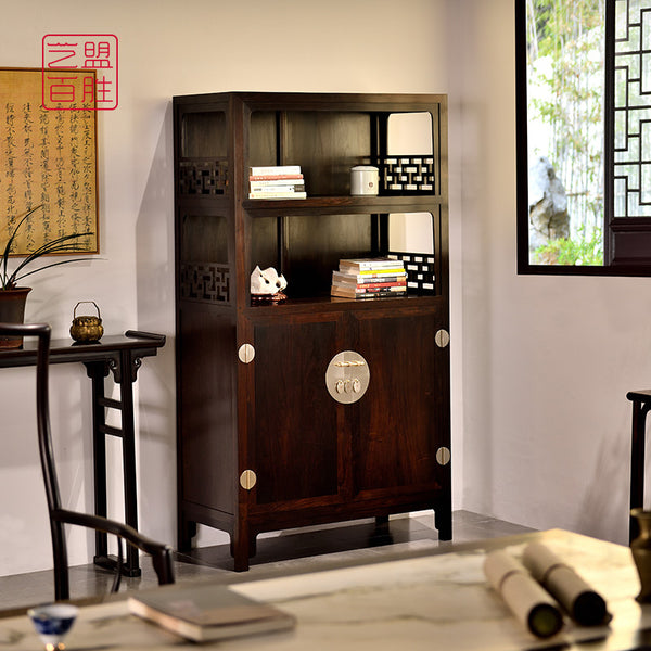 Double-Layer African Blackwood Bookcase in the Ming Dynasty Wanli Period Style 紫光檀双层万历柜