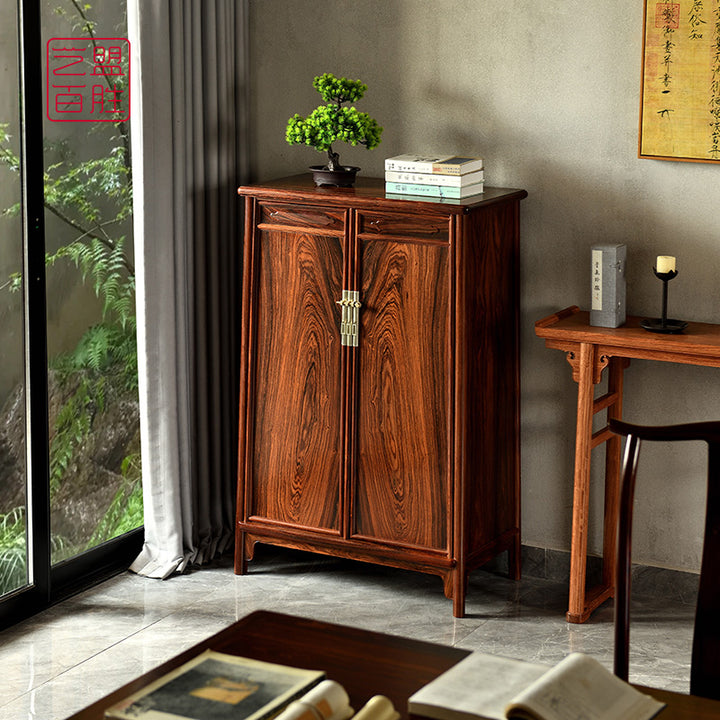 Classic design Granadillo cabinet with gold hardware