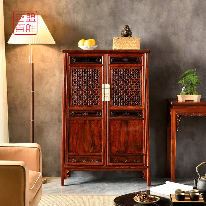 High-quality Granadillo wood cabinet with decorative elements