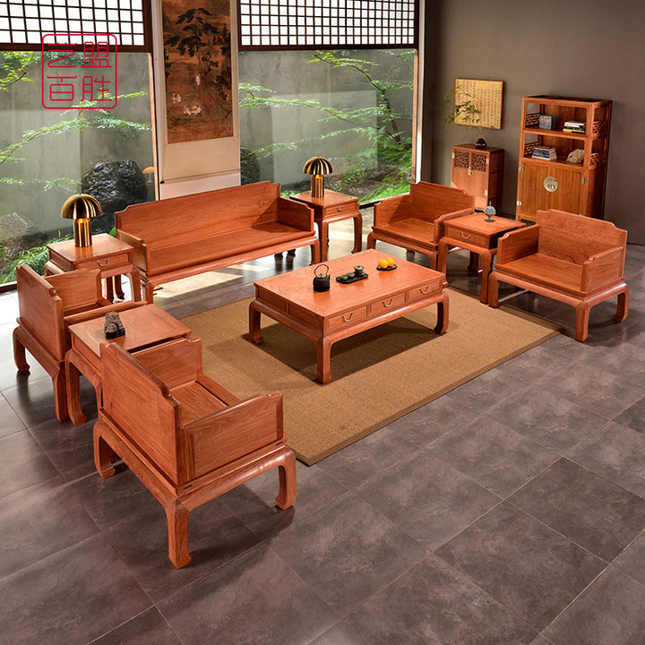 Elegant Pterocarpus Macrocarpus wood sofa and chairs