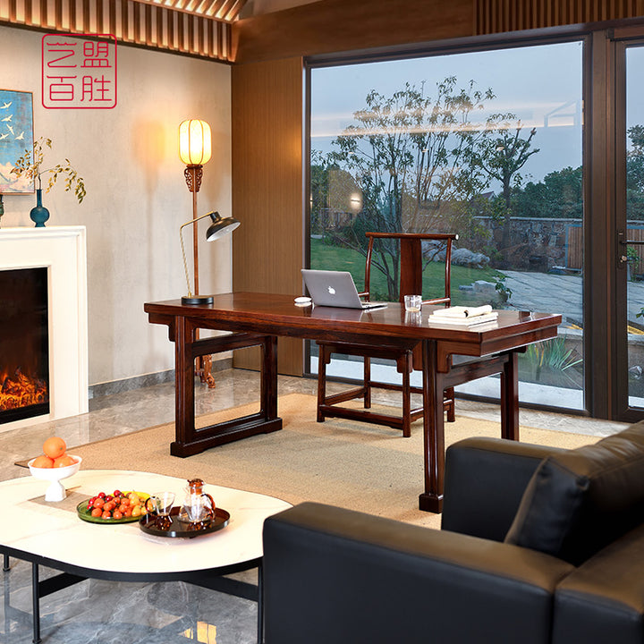 Traditional Chinese-style painting table with matching chairs