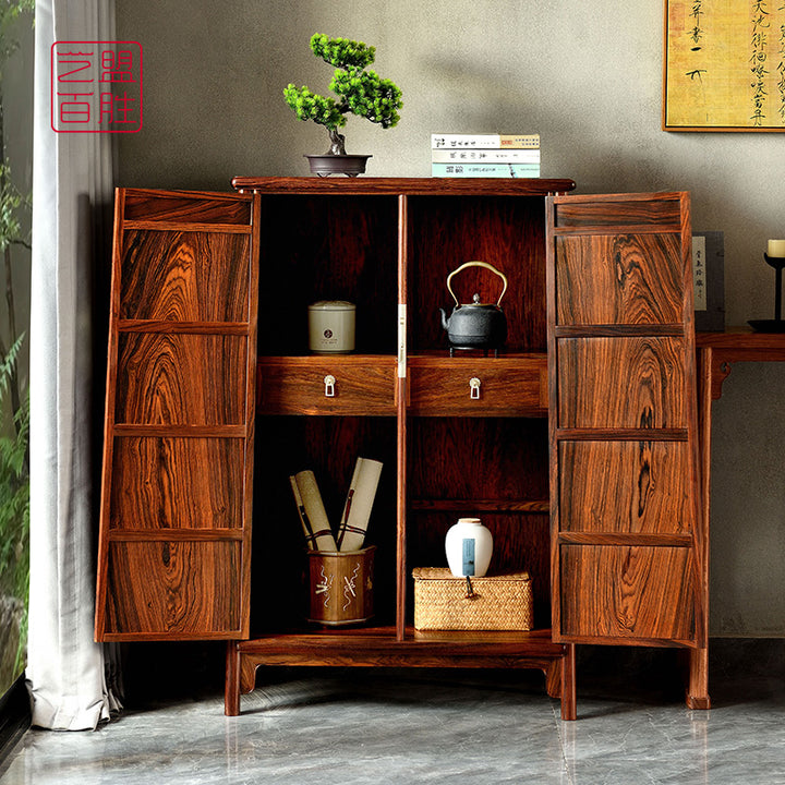 Elegant Mexican Granadillo cabinet with rounded corners