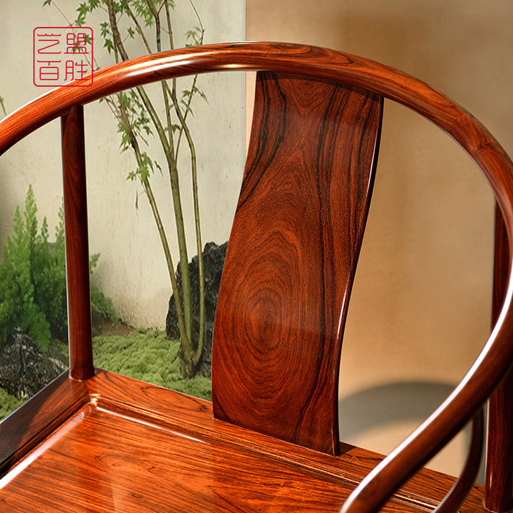 Luxurious Granadillo armchair with traditional cane seat