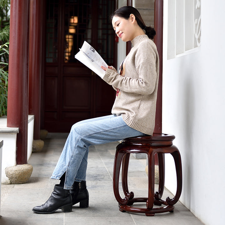 Beautifully designed Granadillo five-legged round stool