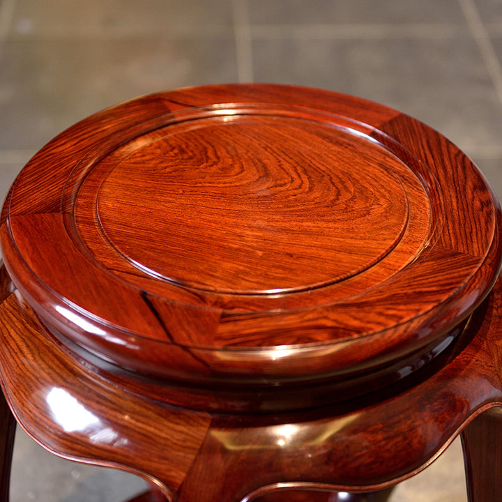 Classic Granadillo wood round stool with five legs