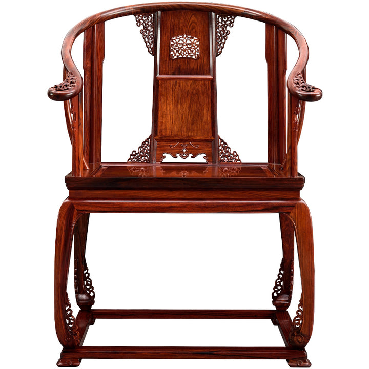 Ming-style Huanghuali circle chair with beautifully carved backrest and armrests