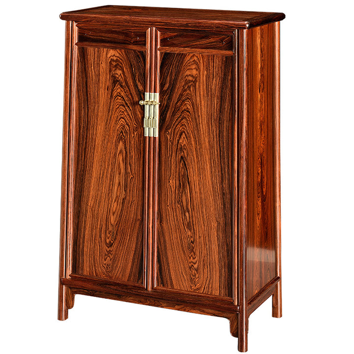 Handcrafted Granadillo cabinet featuring begonia rounded corners