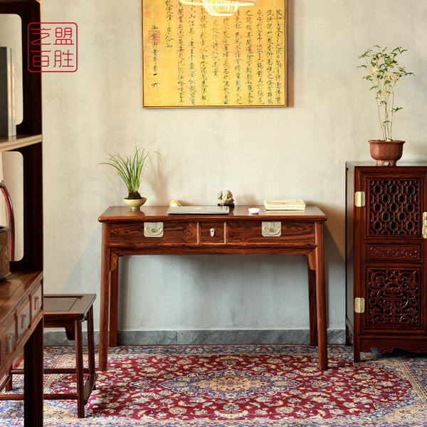 Mikado Rosewood Writing Desk with Two Large Drawers and One Small Drawer 微凹黄檀艾克款小书桌