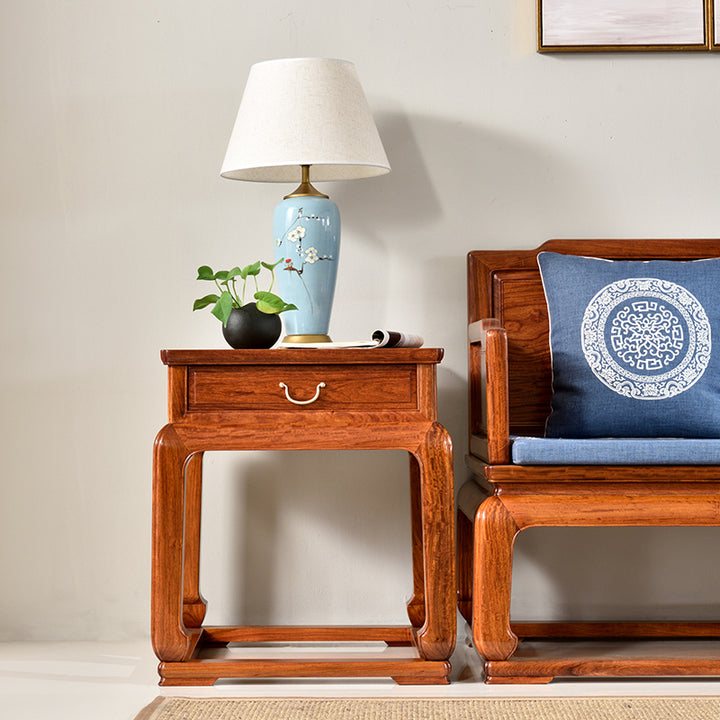 Solid rosewood furniture set featuring a three-seater, two single chairs, and a coffee table.