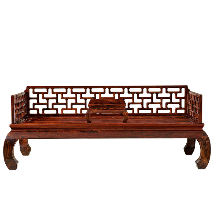 Exquisite Granadillo wood sofa bed with intricate openwork