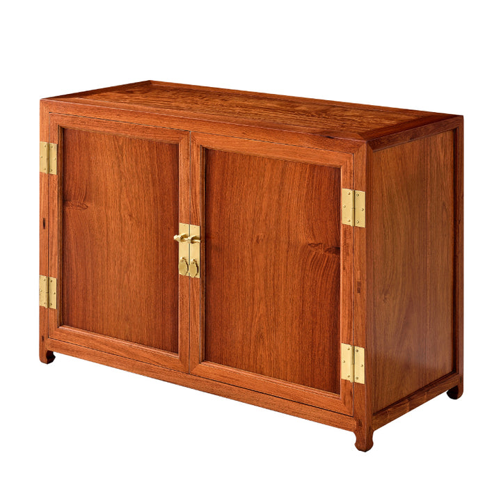 Traditional Chinese Pterocarpus macrocarpus corner cabinet with double doors.