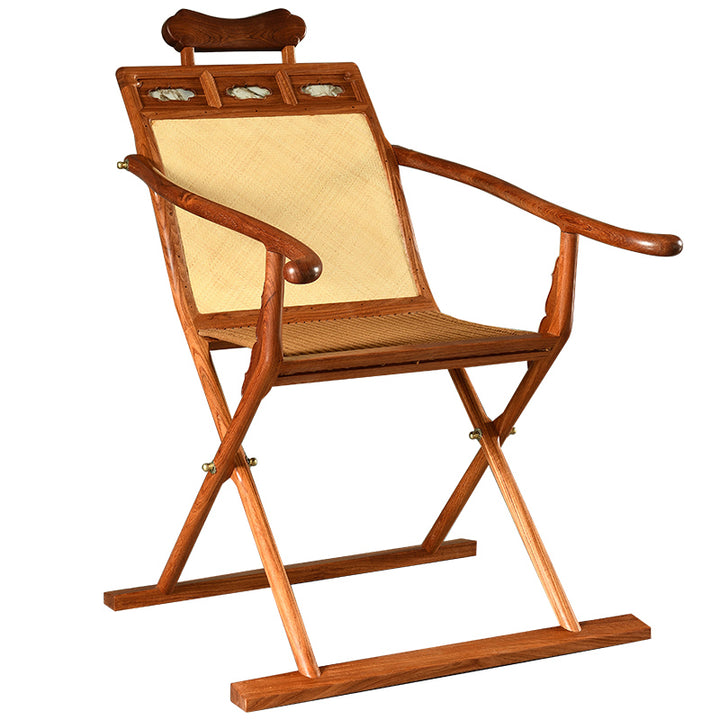 Traditional Pterocarpus macrocarpus folding chair with cane detailing