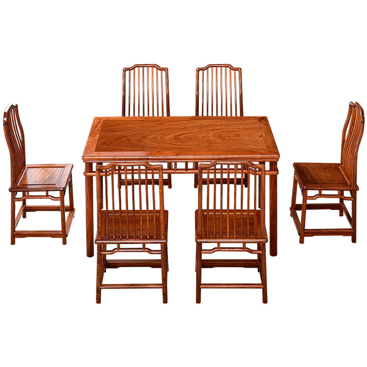 Elegant Pterocarpus macrocarpus dining table and chairs in a modern dining room.