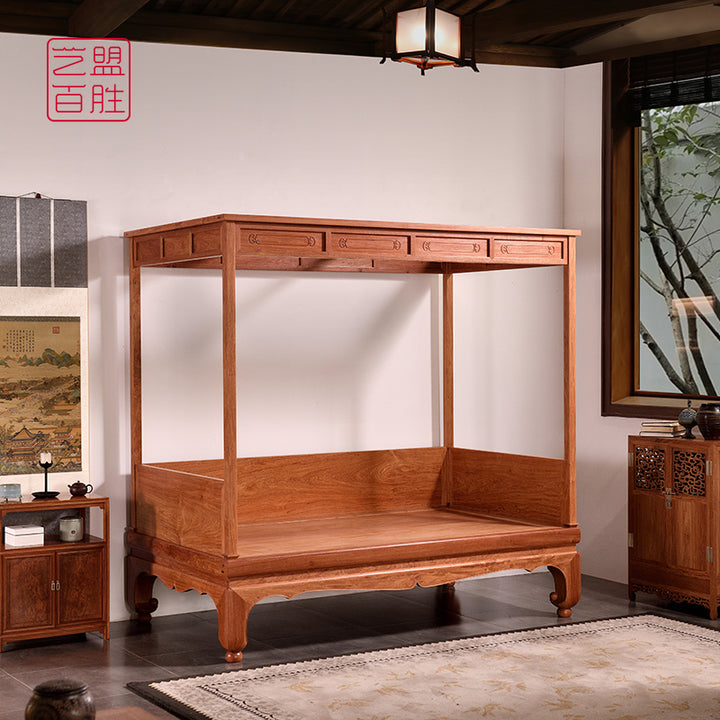 Luxurious Four-Post Sofa Bed Made from Pterocarpus Macrocarpus