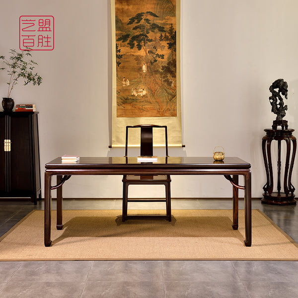 Siam Rosewood Painting Table with Horse Hoof Legs and No Waist 大红酸枝霸王枨马蹄足画案