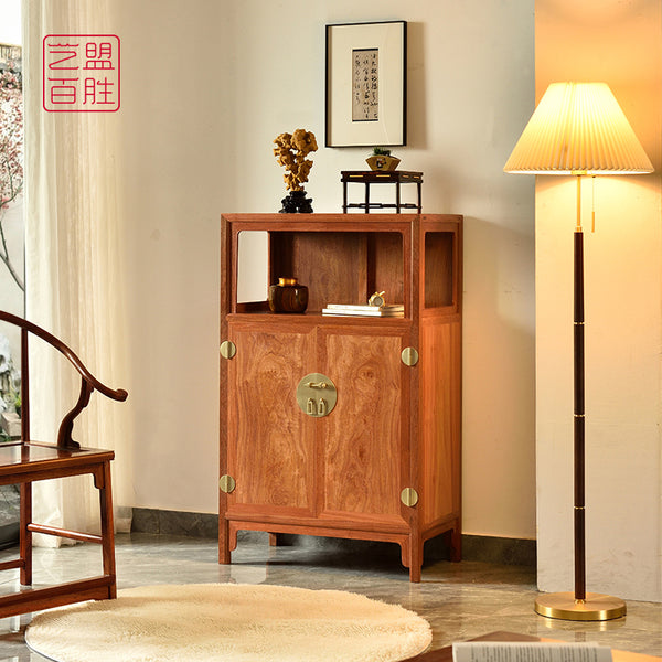 Ming-style rosewood cabinet with brass hardware