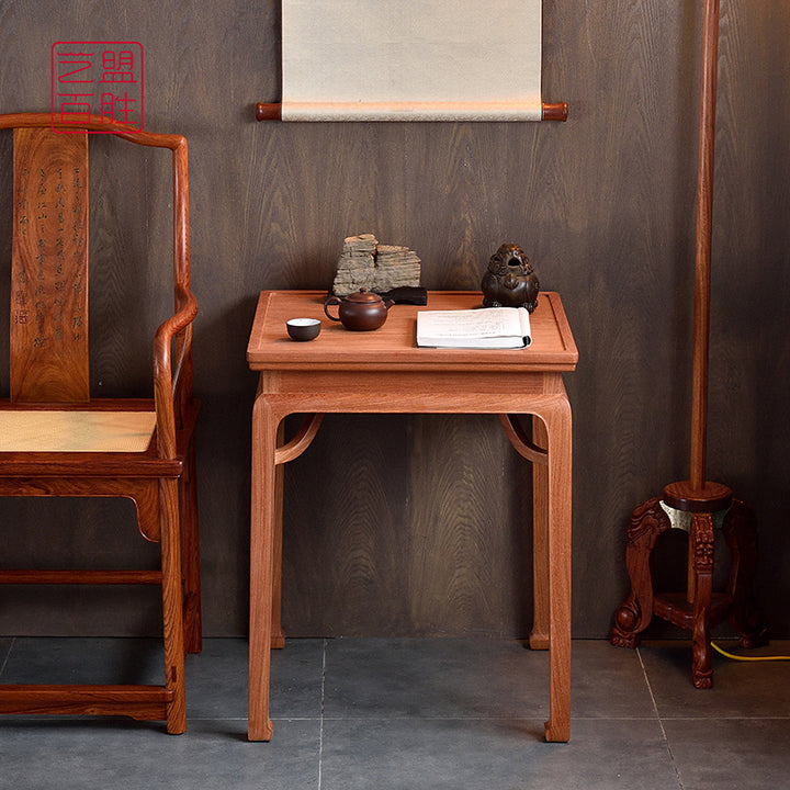 Luxurious Pterocarpus macrocarpus side table showcasing detailed craftsmanship.