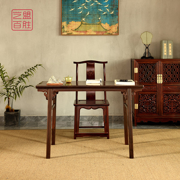 Siam Rosewood Painting Table with Cloud Pattern大红酸枝瓜棱腿卷云纹画案