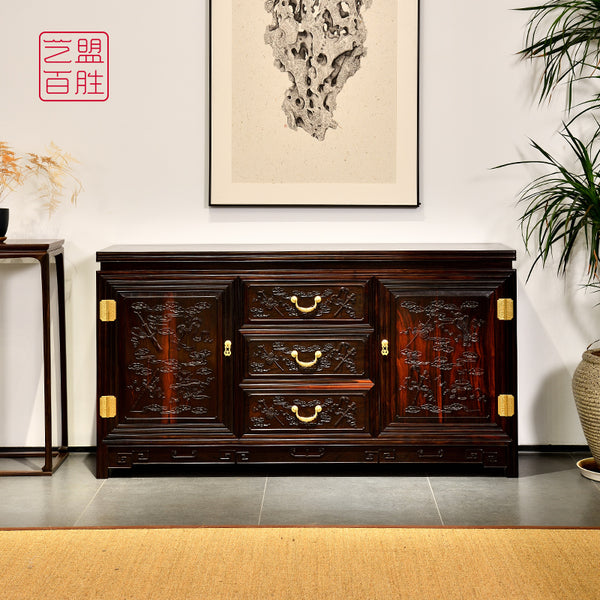 Siam Rosewood Sideboard with Chinese Pattern Carvings 大红酸枝暗八仙餐边柜