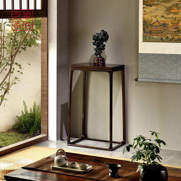 Minimalist Ming Dynasty-Style African Blackwood Flower Stand with Connected Legs 紫光檀侣明室花架