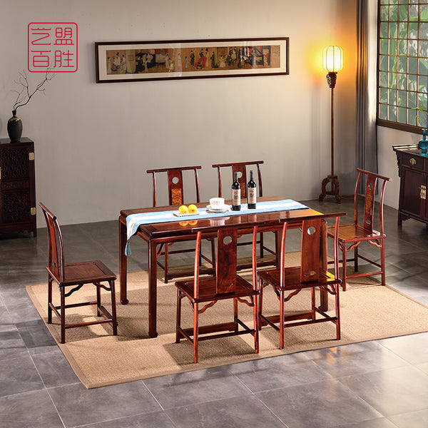 Mikado Rosewood Long Dining Table with 6 Chairs 微凹黄檀长餐桌