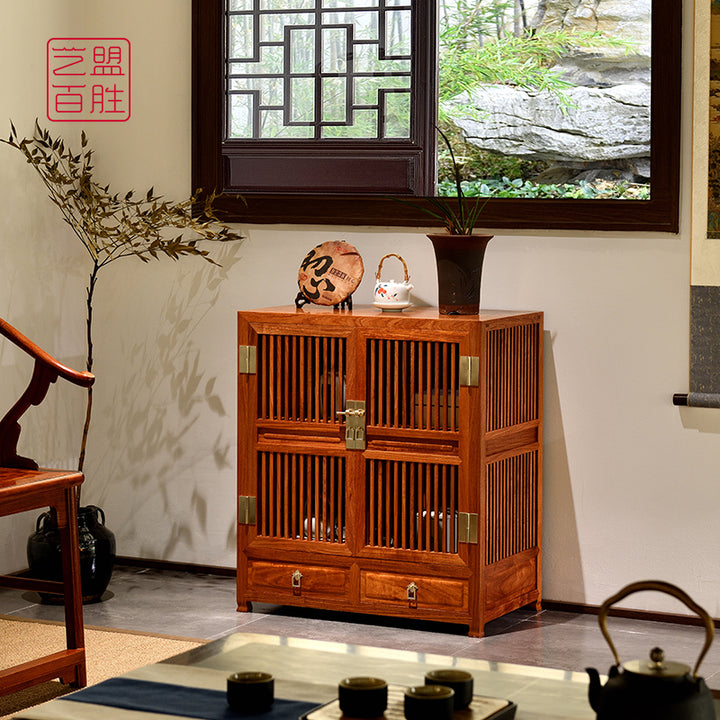 Traditional Chinese Pterocarpus macrocarpus tea cabinet design