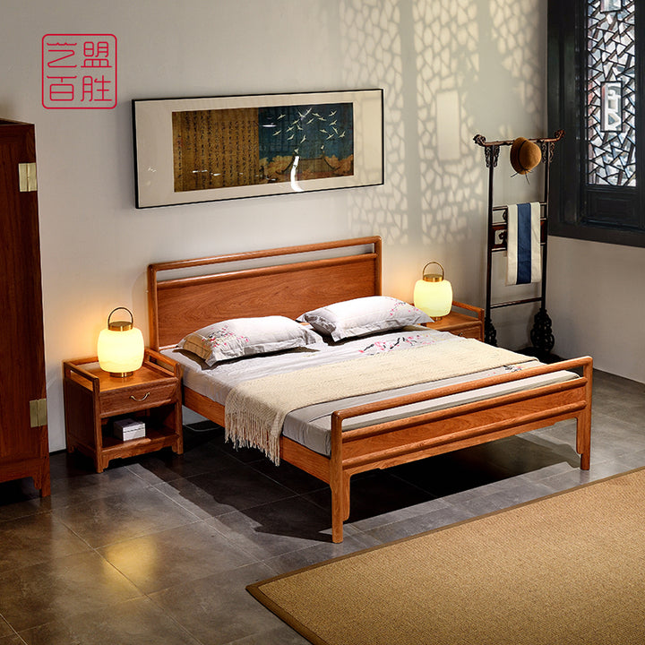 Classic wooden bed made from Pterocarpus macrocarpus.