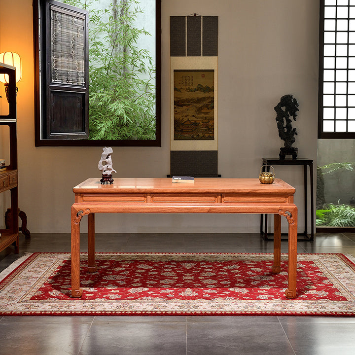 Traditional style desk with cloud motifs and drawers