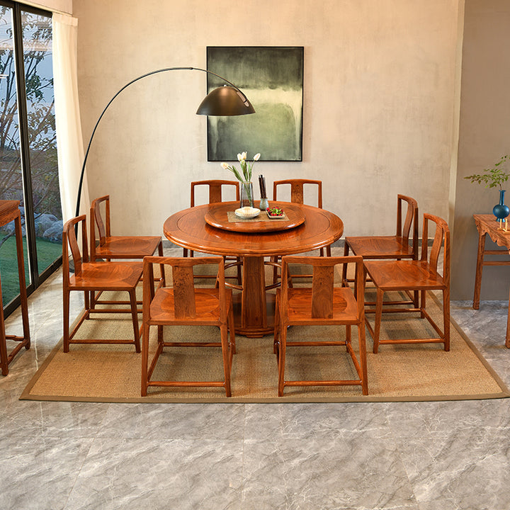 Beautifully crafted Pterocarpus Macrocarpus round dining table set