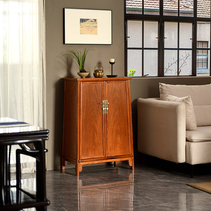 Large, round-corner cabinet made of luxurious rosewood wood.