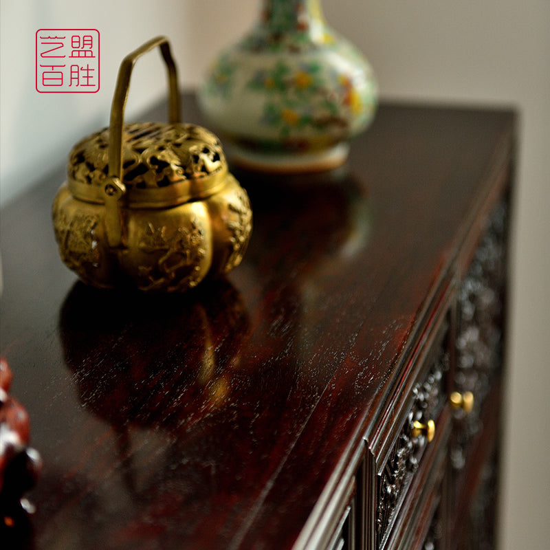 Red Sandalwood Tea Cabinet with Bat Carvings 小叶紫檀雕刻蝙蝠发茶水柜– Chinese Furniture