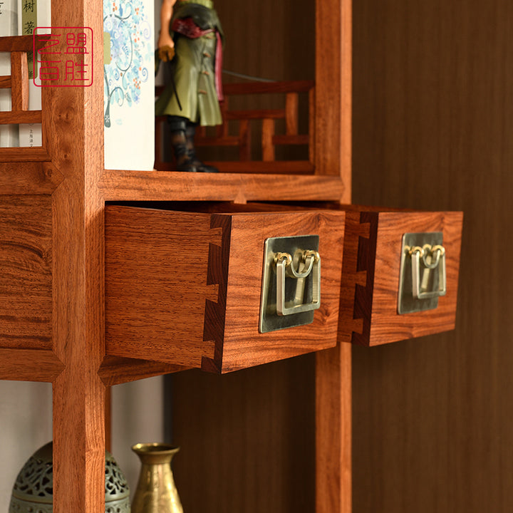 Pterocarpus Macrocarpus bookshelf with traditional Chinese design