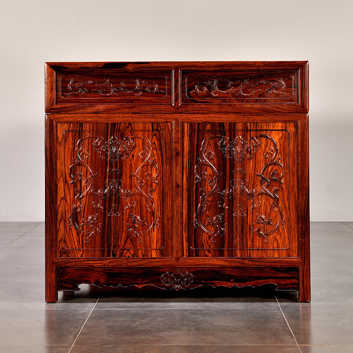 Exquisite Mexican Granadillo wood desk with cabinet doors