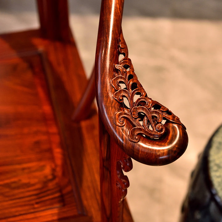 Classic Huanghuali circle chair with traditional Chinese motifs