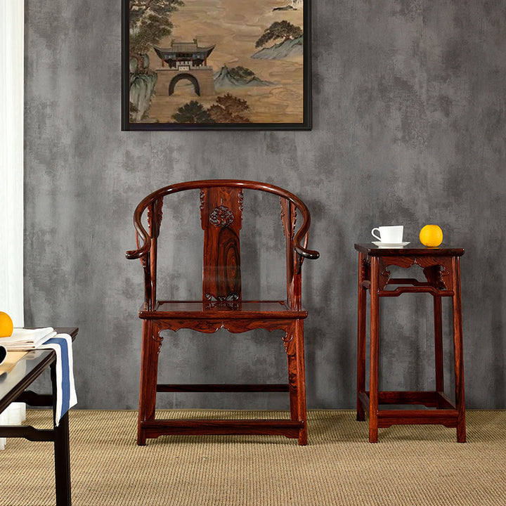 Beautifully designed Granadillo wood chair with Qilin carvings