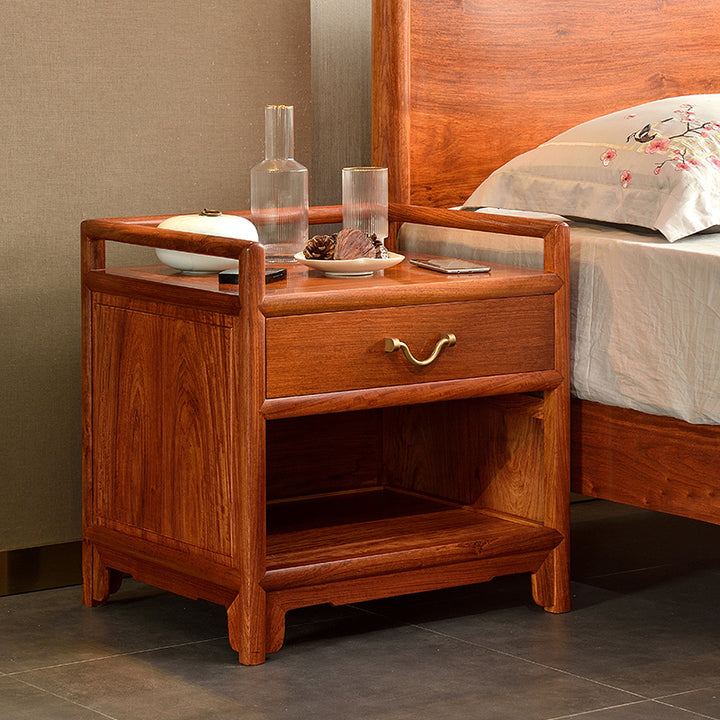 Luxurious rosewood canopy bed showcasing intricate craftsmanship