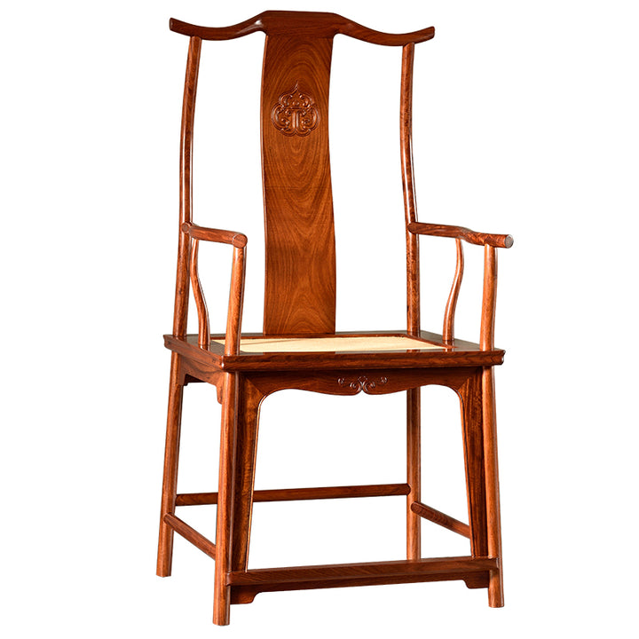 Vintage Chinese chair in rich, dark wood tones.