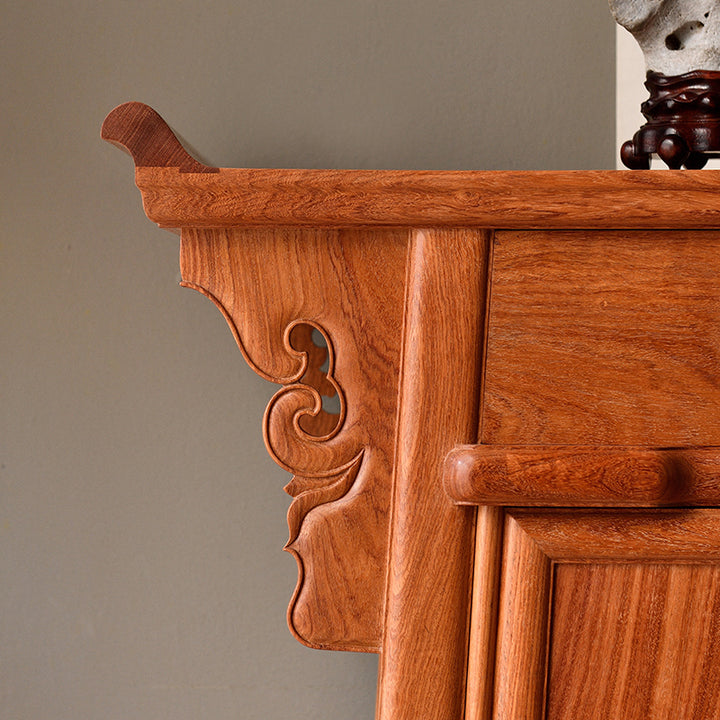 Pterocarpus macrocarpus sideboard featuring exquisite dragon carvings.