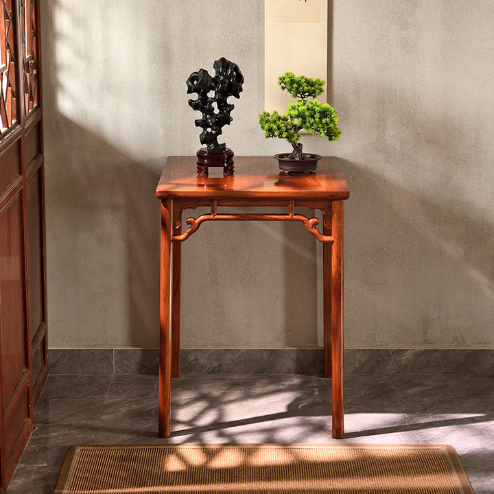 Antique rosewood chess table with single-piece panel.