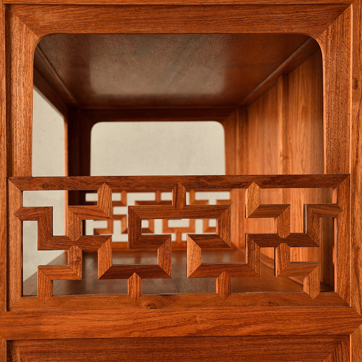 Authentic Pterocarpus Macrocarpus bookcase showcasing the beauty of Chinese woodwork.