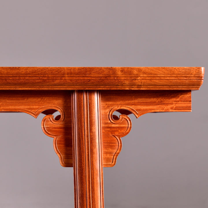 Pterocarpus macrocarpus desk with cloud pattern and wooden chair