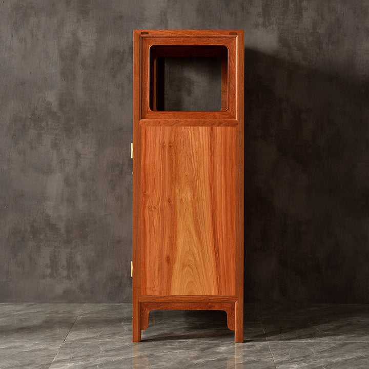 Handcrafted rosewood cabinet with open shelves