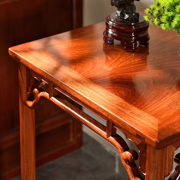 Traditional Chinese chess table with intricate carvings.