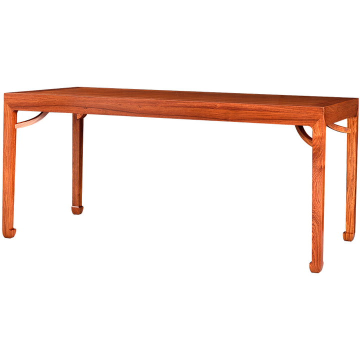 Elegant rosewood table featuring a rectangular design and simple lines.