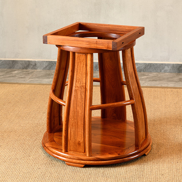 Pterocarpus Macrocarpus round dining table with six matching chairs