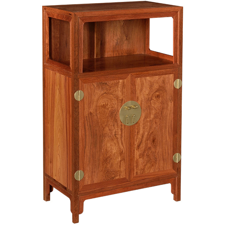 Luxurious rosewood cabinet featuring traditional brass accents